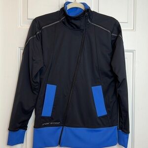 Under Armour All Season Gear Zip Up Athletic Jacket Size Medium  Black with Blue